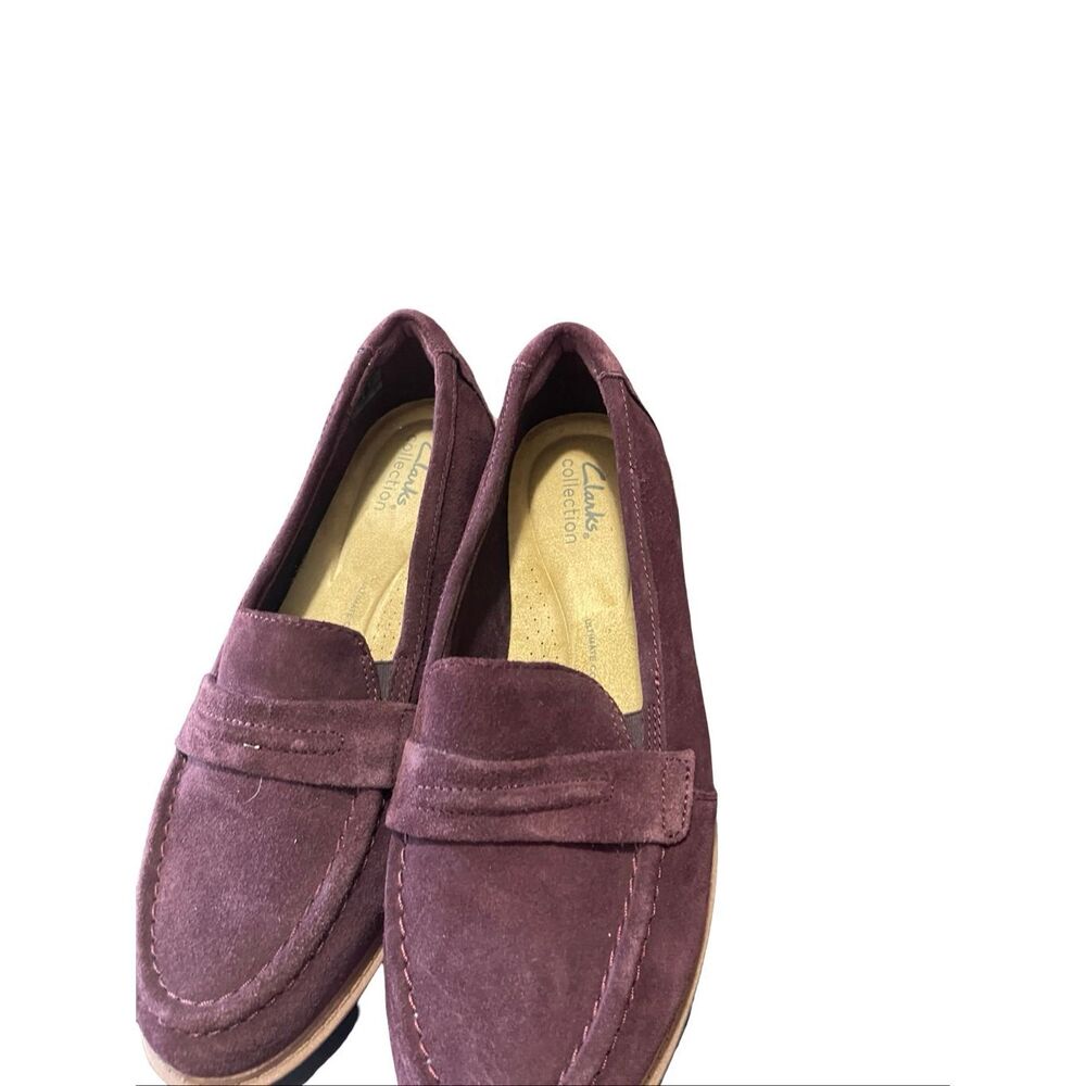Clarks Collection Womens Burgundy Westlynn Bay Suede Leather Loafers Size 9